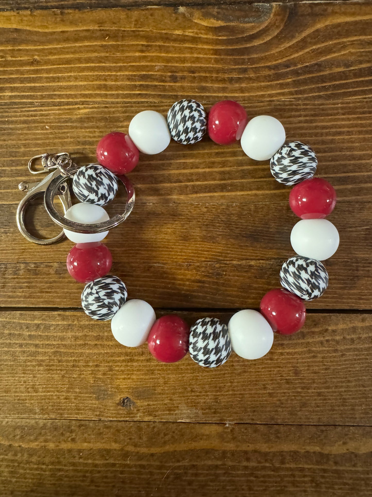 Maroon and White Keyring