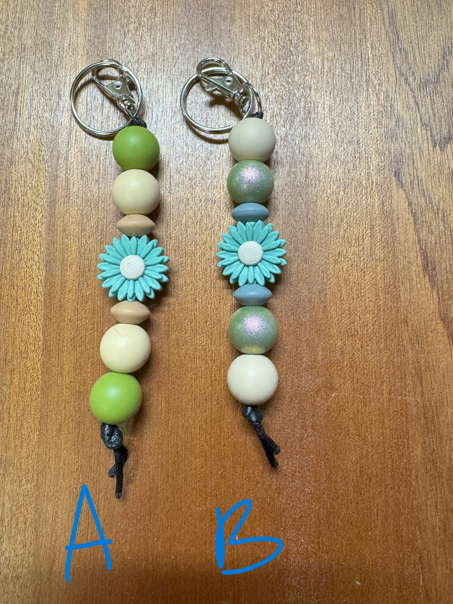 Teal Flower Keychain