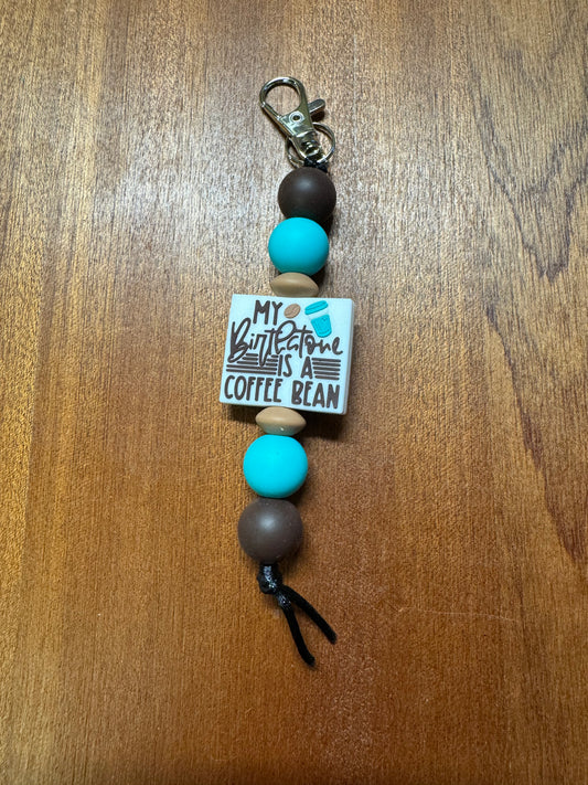 Coffee Bean Birthstone Keychain