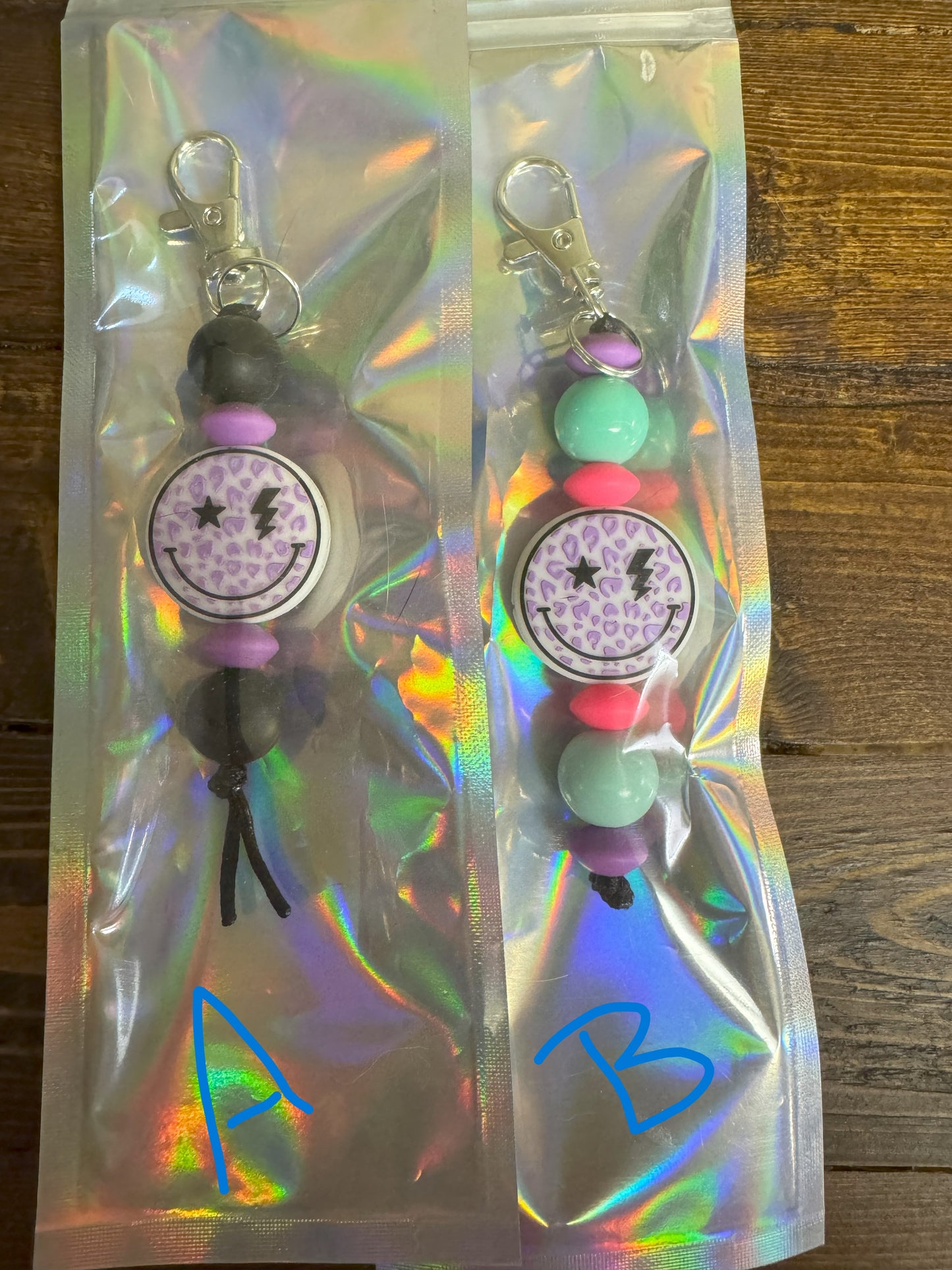 Purple Smiley Keychain