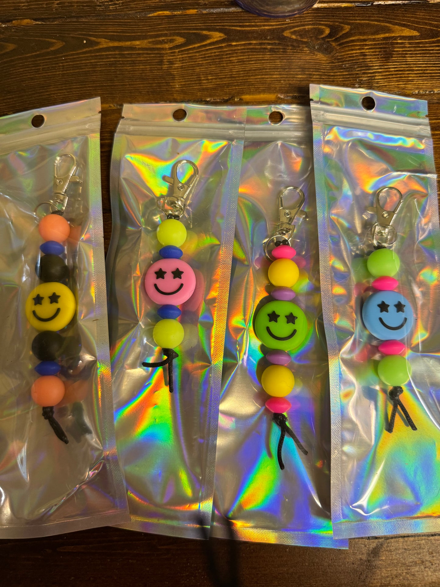 Neon Smiley Keychain